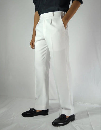 VELMIOR White Relaxed Fit Pants – Comfortable & Tailored Style - VELMIOR