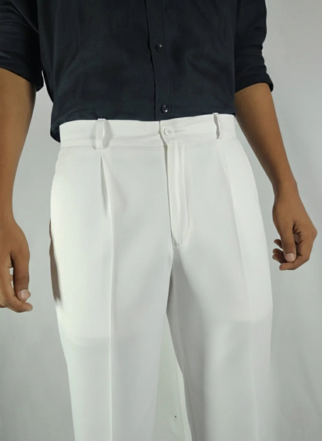 VELMIOR White Relaxed Fit Pants – Comfortable & Tailored Style - VELMIOR