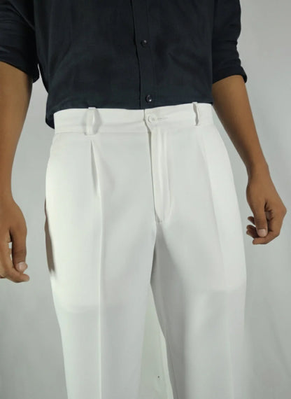 VELMIOR White Relaxed Fit Pants – Comfortable & Tailored Style - VELMIOR