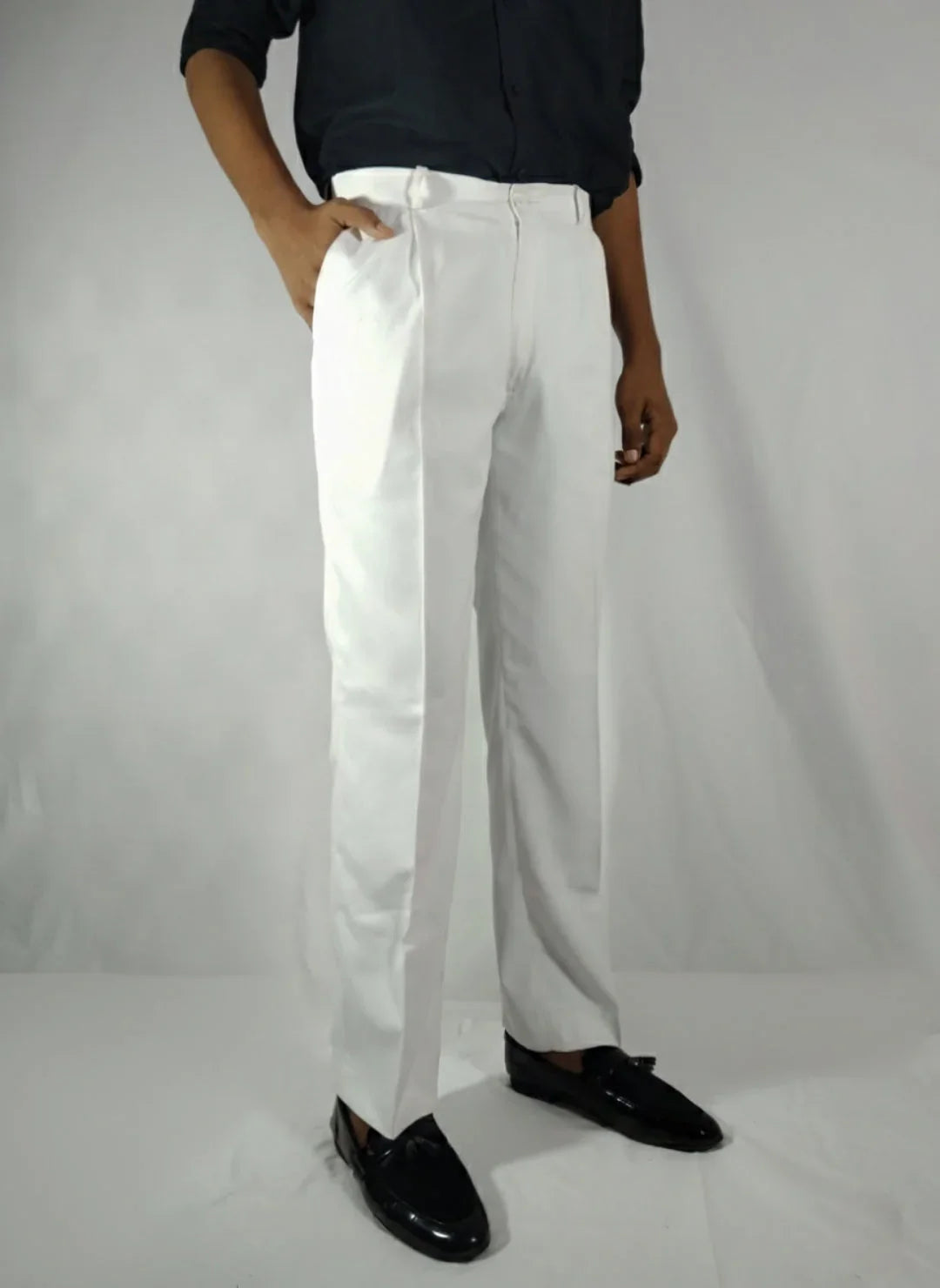 VELMIOR White Relaxed Fit Pants – Comfortable & Tailored Style - VELMIOR