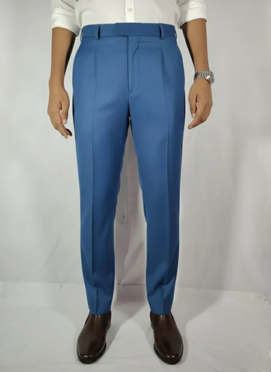 Velmior Royal Blue Single Pleated Pants – Tailored Elegance - VELMIOR