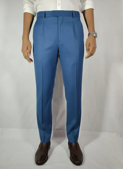 Velmior Royal Blue Single Pleated Pants – Tailored Elegance - VELMIOR